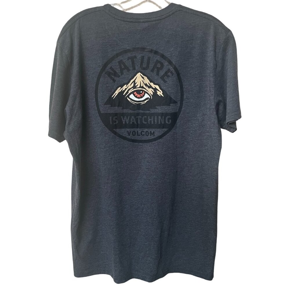 Volcom Stone Company Men's Grey Nature Is Watching Graphic T Shirt Size L